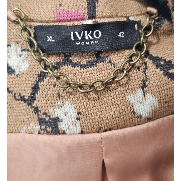 Ivko Women Deep Collar Cherry Blossom Jacket Blazer- Nougat Size XL (42) NEW - Picture 4 of 13